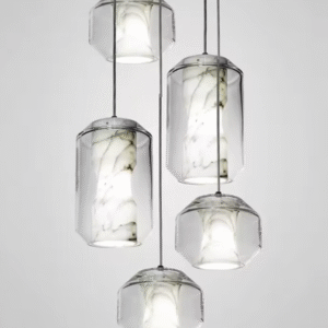 Skandynawska lampa wisząca marmur szkło