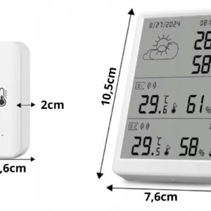 Stacja Pogodowa 2x czujnik zewnętrzny temperatury i wilgotności WiFi TUYA