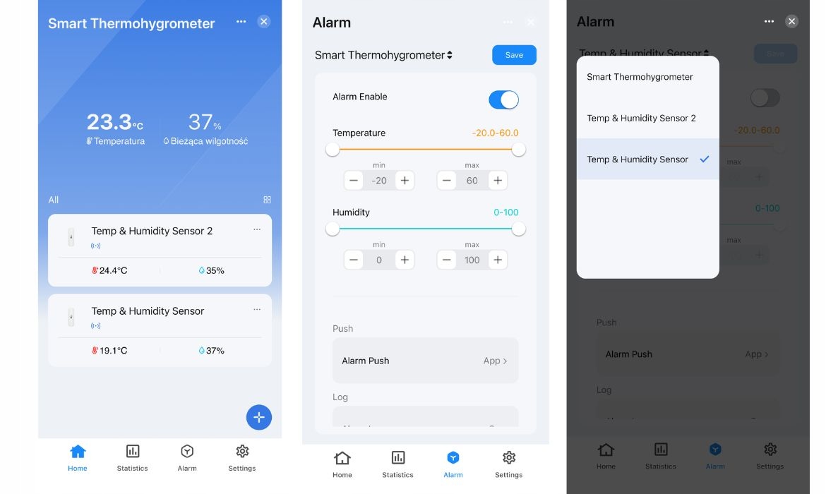 Stacja Pogodowa 2x czujnik zewnętrzny temperatury i wilgotności WiFi TUYA