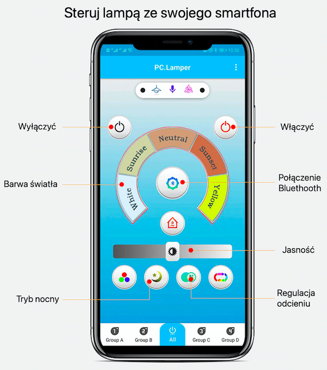 Plafon Kwiat LOTOS Lampa 18 led sufitowy bluetooth Pilot - obrazek 9