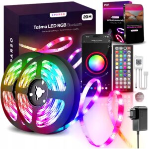 Taśma LED RGB 20m Sparso 12V 600 diod – sterowanie pilotem i aplikacją