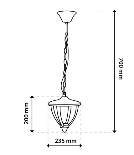 Wisząca Lampa Ogrodowa E27 Latarnia - obrazek 3