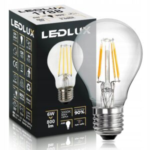 Żarówka LED E27 Filament 6W 3000K 800lm LEDLUX Premium