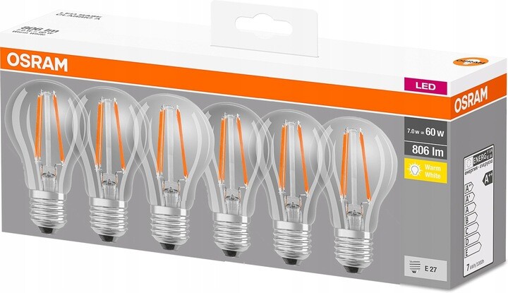 Zestaw 6x Żarówka LED E27 7W = 60W 806lm OSRAM