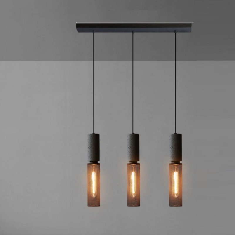 Zjawiskowa Lampa Wisząca Cement Loft Podłużna