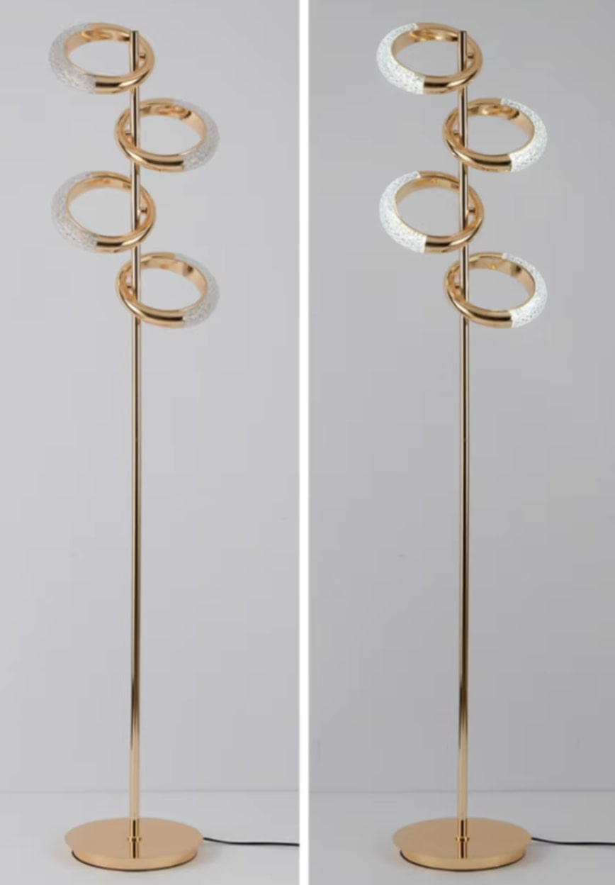 Złota Lampa Podłogowa Rings Glamour