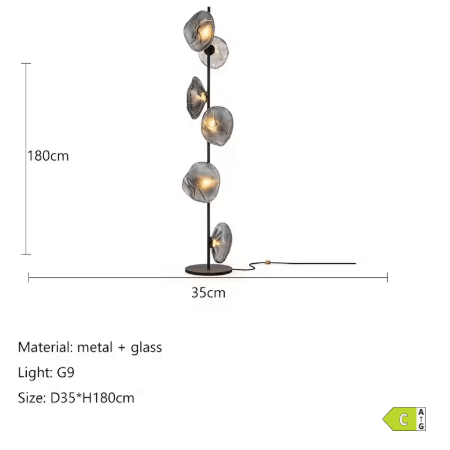 Nowoczesna Lampa Podłogowa LED G9 Cloud – Designerskie Oświetlenie Szklane do Salonu i Sypialni