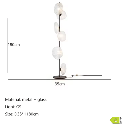 Nowoczesna Lampa Podłogowa LED G9 Cloud – Designerskie Oświetlenie Szklane do Salonu i Sypialni