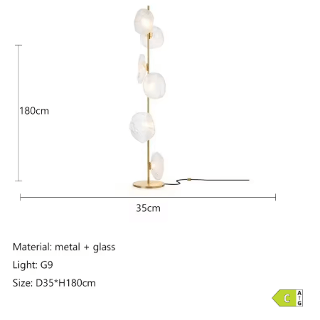 Nowoczesna Lampa Podłogowa LED G9 Cloud – Designerskie Oświetlenie Szklane do Salonu i Sypialni