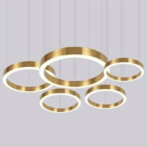 Nowoczesna Lampa Wisząca Ring Żyrandol Złoty LED