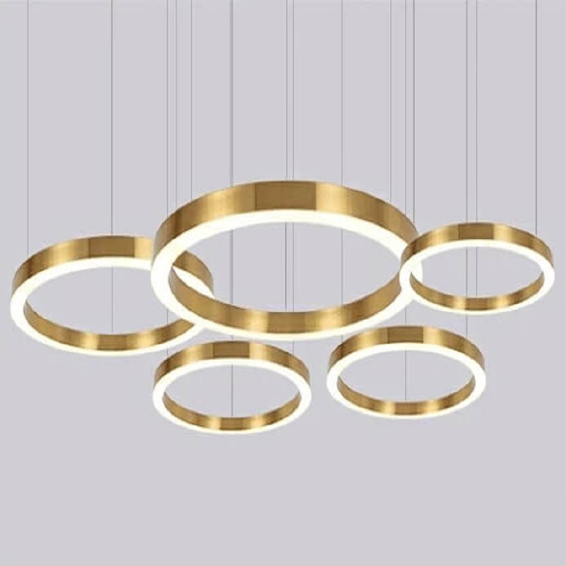Nowoczesna Lampa Wisząca Ring Żyrandol Złoty LED