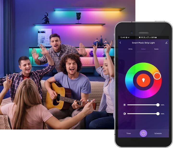 Taśma LED RGB+W 5m Sterowana Telefonem WIFI 230V + PILOT - obrazek 2