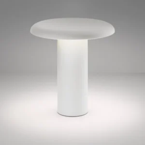 Lampa stołowa LED Artemide Takku z akumulatorem, biała