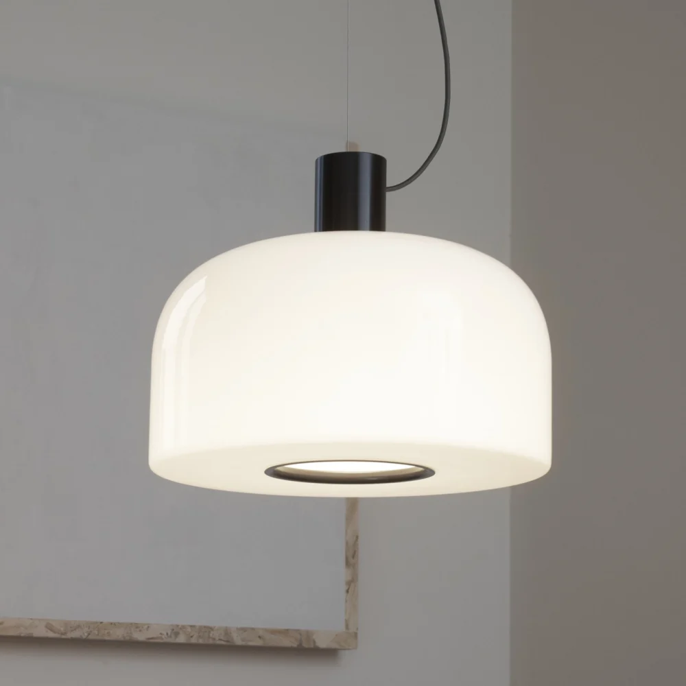 Lampa wisząca FLOS Bellhop Glass S2, czekoladowy brąz, Ø 45 cm