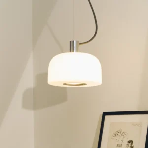 Lampa wisząca Flos Bellhop Glass S1, kolor aluminium, szkło, Ø 33 cm
