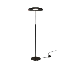 Oluce Lampa stojąca LED Dora, nikiel/dymnoszara, metal, PMMA