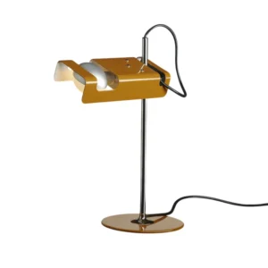 Oluce lampa stołowa Spider, musztardowo-żółta/chrom, metal, aluminium