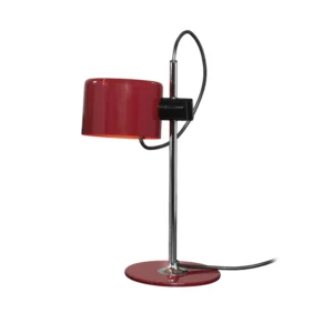 Oluce lampa stołowa Coupé, czerwona/chom, metal, wysokość 45 cm, E27