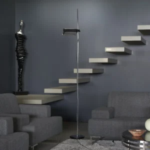 Oluce Lampa stojąca LED Colombo, czarny/chrom, metal