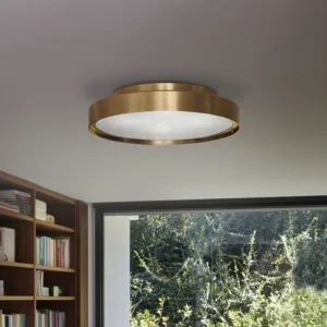 Oluce lampa sufitowa Berlin, Ø 50 cm, kolor mosiężny anodowany