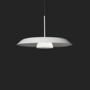 Oluce Żyrandol LED Iride, Ø 55 cm, biały, metal, szkło