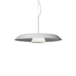 Oluce Żyrandol LED Iride, Ø 55 cm, biały, metal, szkło