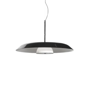 Oluce Żyrandol LED Iride, Ø 55 cm, czarny, metal, szkło
