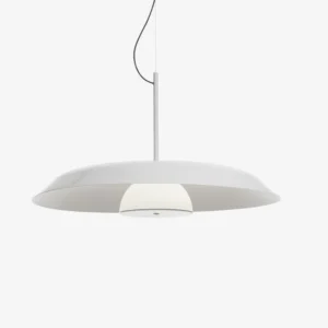 Oluce Żyrandol LED Iride, Ø 85 cm, biały, metal, szkło