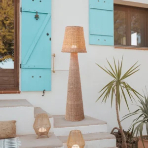 mobilna lampa stojąca LED na akumulator rattan IP54