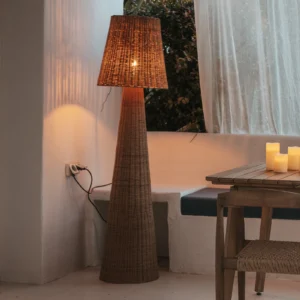 mobilna lampa stojąca LED na akumulator rattan IP54