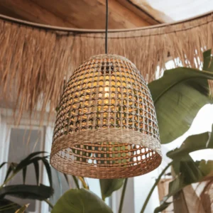 Lampa wisząca Newgarden Positano, naturalna, trawa morska, Ø33cm, IP44
