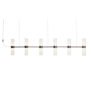 Żyrandol LED Artemide Zephyr Linear, brązowa, długość 160 cm