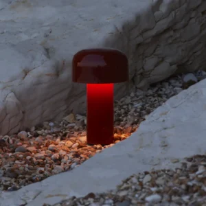 Lampa stołowa FLOS LED z akumulatorem Bellhop, czerwona, 21 cm, ściemniana, IP54