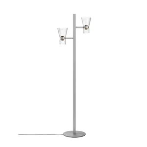 Lampa stojąca LED Flos Nocturne F2 Cone, srebrna, 2-punktowa, 206 cm