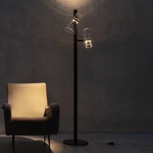 Lampa stojąca LED Flos Nocturne F2 Cone, czarna, 2-punktowa, 206 cm