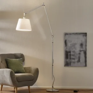 Lampa stojąca Artemide Tolomeo Mega, szara/aluminium/satynowa, ściemniana