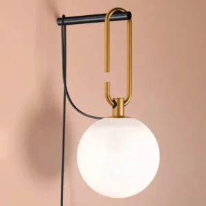 Lampa ścienna Artemide nh Wall, biała, szkło, wtyczka, E14