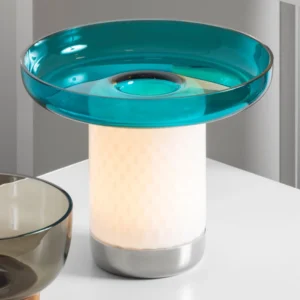 Artemide Bontà lampa stołowa LED, turkusowa szala