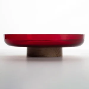 Miska Artemide Bontà, czerwona, Ø 26 cm, szkło, drewno