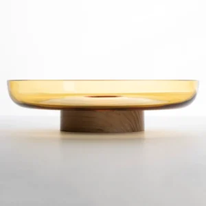 Miska Artemide Bontà, żółta, Ø 26 cm, szkło, drewno