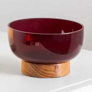 Miska Artemide Bontà, czerwona, Ø 18 cm, szkło, drewno