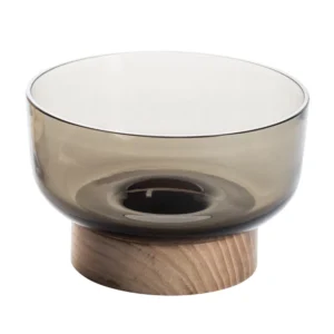 Miska Artemide Bontà, szara, Ø 18 cm, szkło, drewno