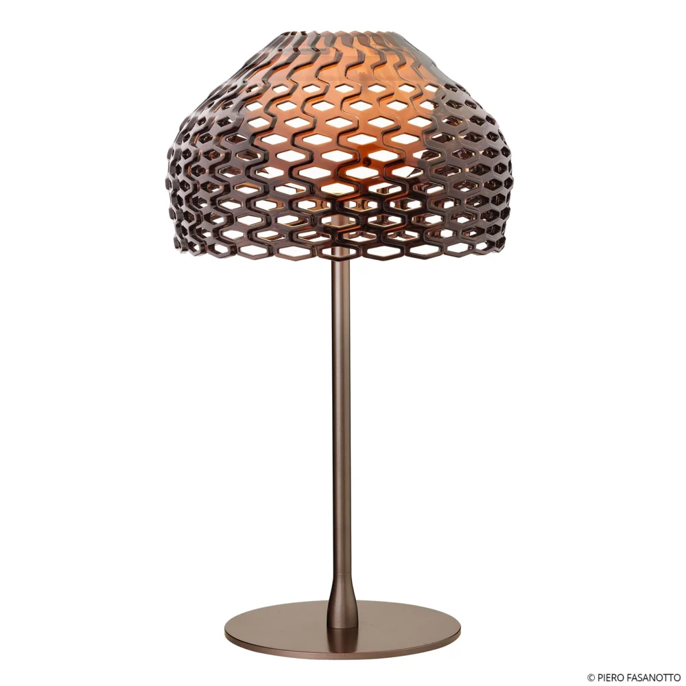 Lampa stołowa FLOS Tatou T ściemniana, kolor ochra-szary
