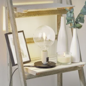 Lampa stołowa FLOS Lampadina LED, biała, podstawa czarna