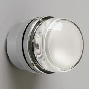 Oluce Fresnel - Lampa ścienna ze szklanym kloszem IP44, szary