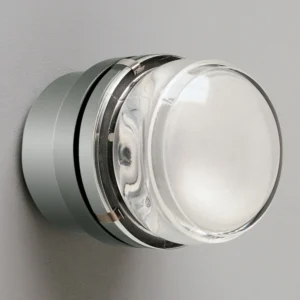 Oluce Fresnel - Lampa ścienna ze szklanym kloszem IP44 chrom