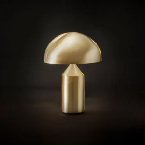 Lampa stołowa Oluce Atollo, aluminium, Ø 25 cm, złoty