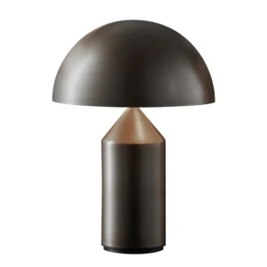 Lampa stołowa Oluce Atollo, aluminium, Ø 25 cm, brązowy