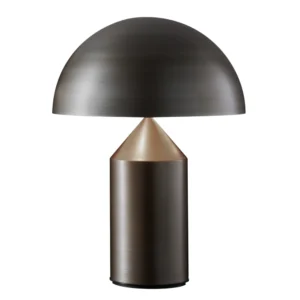 Lampa stołowa Oluce Atollo, ściemniana, Ø38cm, brązowa