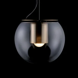 Lampa wisząca Oluce The Globe, Ø 30 cm, złoty/brązowy
